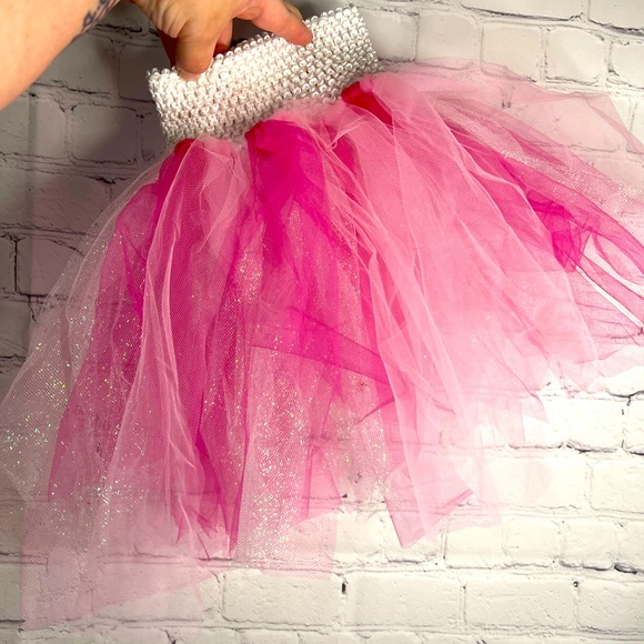 Handmade small tulle, pink skirt w/ elastic waist & 2 headbands. *MARKED DOWN!! - Picture 3 of 9